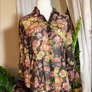 CAbi Floral Sheer Blouse - Multicolor